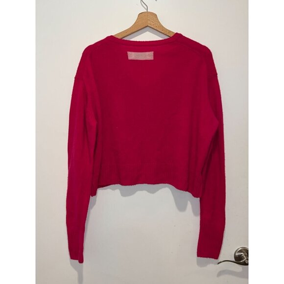 Re/Done Fushia  V-Neck Wool Cashmere  Pullover Sweater Women's Size M Medium - Picture 4 of 8